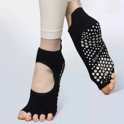 Silikon Kaymaz Yoga Çorapları Kadın Sırtı Açık Nefes Alabilir Parmaksız Zemin Pilates Çorapları Beş Parmaklı Kapalı Alan Egzersiz Dans Spor Çorapları