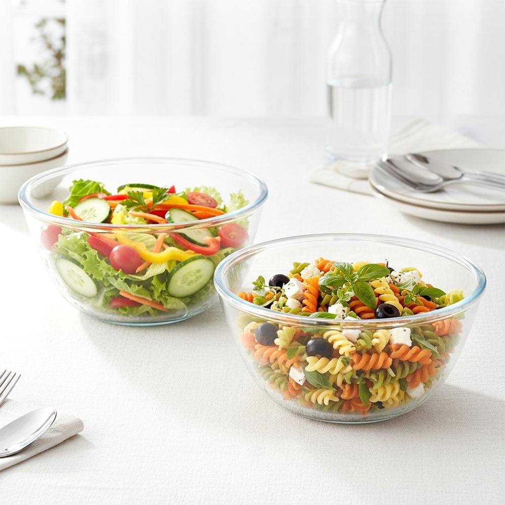 Glass salad bowl 17 cm, 1 l 2 pcs.