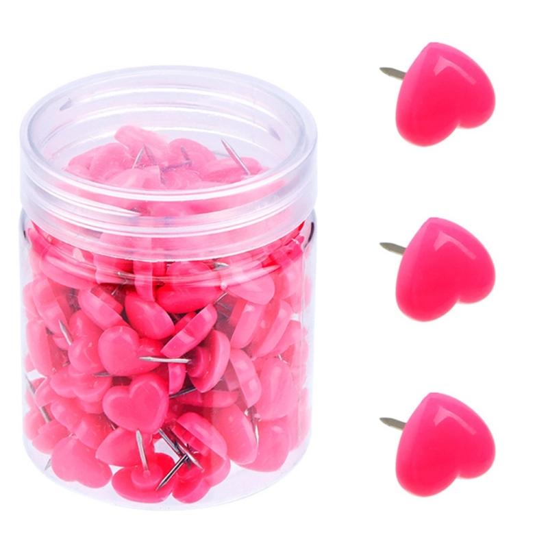 50/100/150Pcs Heart Push Pins Notice Board Thumb Tacks Pins for Office School Notice Board Display Picture Note Memos