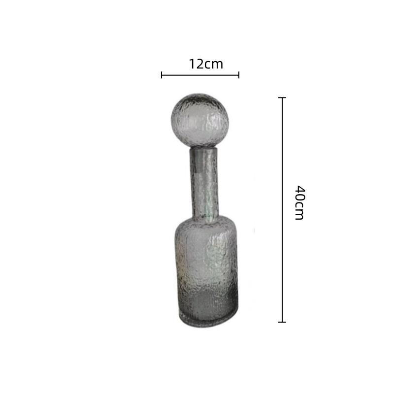 

Glass Vase Transparent Hammer with Lid Grey Round Cover Glass Bottle Floral Arrangement Accessories Terrarium Home Decoration