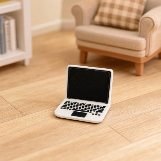 Model Mini Laptop pentru Casuța de Păpuși, Figurină Realistă de Notebook Miniatural, Accesorii de Decor pentru Biroul, Studiu, Sufrageria Casuței de Păpuși