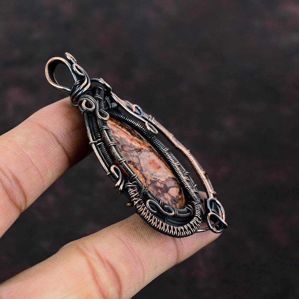 Birds Eye Jasper Gemstone Pendant Copper Wire Wrapped Pendant Amazing Pendant Copper Jewelry Handmade Pendant Wire Wrap Jewelry Gift For Her