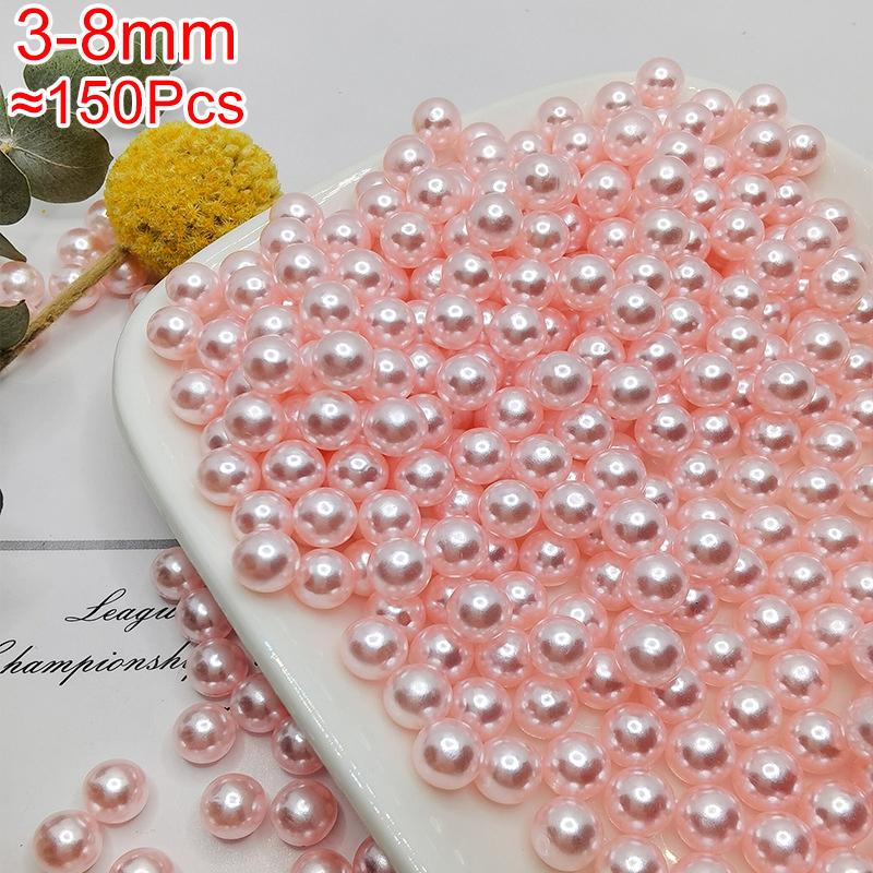 

150PC/Bag Faux Pearl Makeup Brush Holders Assorted Sizes White Decorative Pearls Table Scatter Vase Fillers Home Decor 150pc розовый