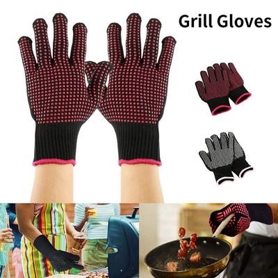 1 Pair Microwave BBQ Grilling Oven Gloves Heat Resistant Mitts Grill Gloves BBQ Gloves