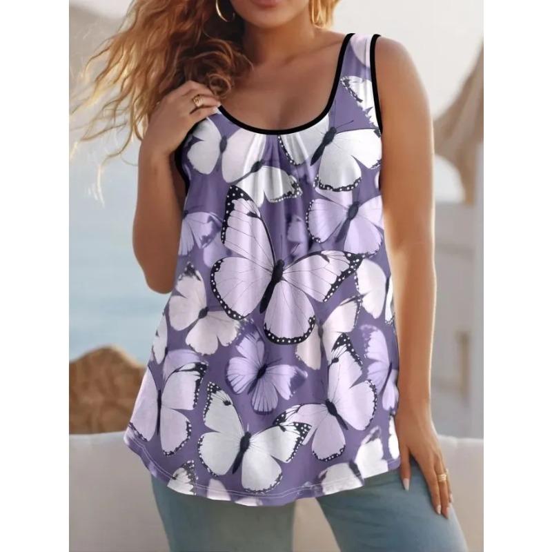 Summer Women's Sleeveless Vest Creative Color Printing Comfortable Soft Fashionable Versatile Vest