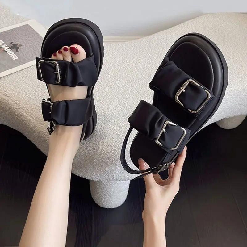 Fashion Block Heel Platform Open Toe Summer 2024 Women's Shoes White Footwear Sandals for Woman Slippers Original Anti Slip Hot Sandal H