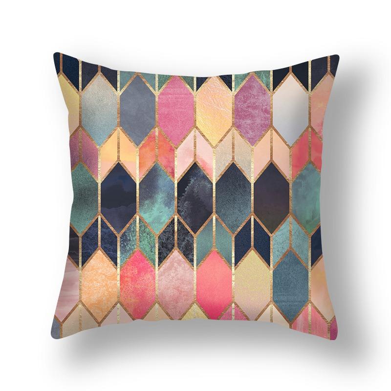 Simple Style Geometric Linen Pillow Case Home Sofa Decoration Bedside Lumbar Pillow Cushion