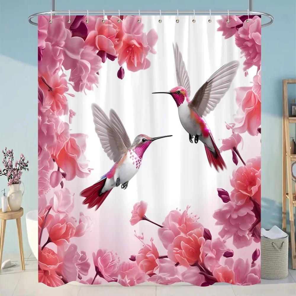 Botanical Floral Bathroom Curtains Tropical Green Leaf Butterfly Nature Landscape Polyester Fabric Shower Curtain Bathroom Decor