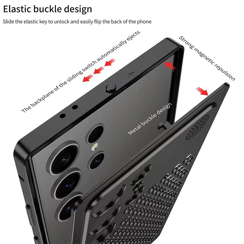Luxury Aluminum Alloy Heat Dissipation Metal Case For iPhone 17 16 15 14 13 Pro Max Breathable Mesh Fragrance Aromatherapy Cover