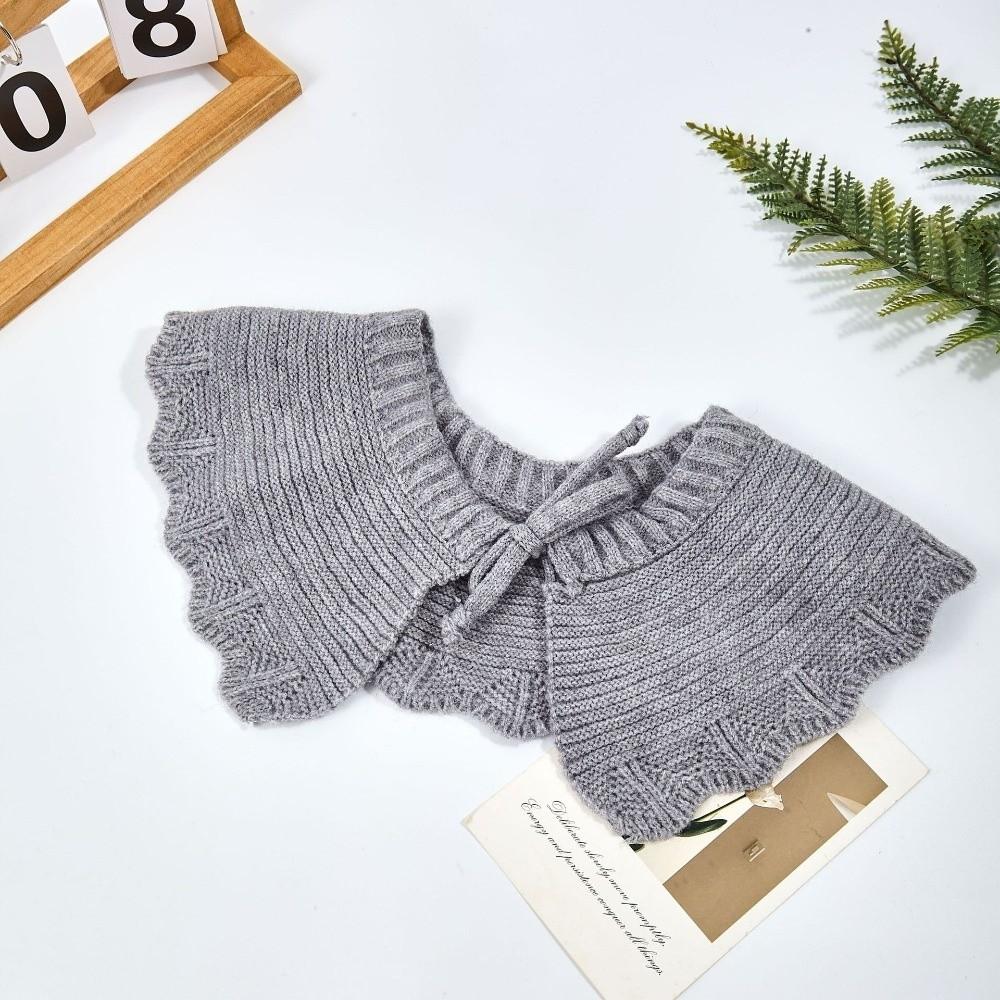 Detachable Fake Collar Hollow Knitted Shawl Collar Accessory New Drawstring Sweater Collar Winter