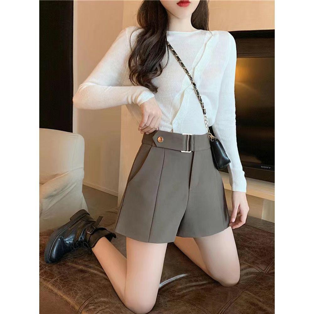 

2026 Spring Women s Korean-Style Retro High-Waisted Bootcut Pants & Wide-Leg Casual Shorts Suit S (for 40-48 kg) верблюд