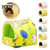 Cute Cartoon Printed Cage Accessory Quilted Hamster Bed, Print Cozy Hideout, Winter Cave Small Animal Nest Accessories for Chinchilla Gerbil