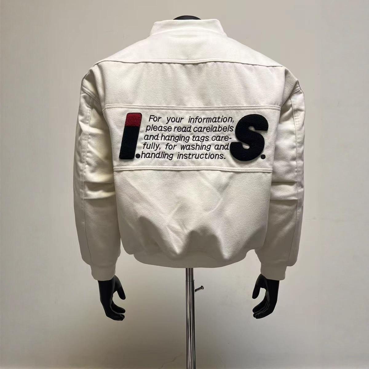 High street embroidered baseball jersey men s functional wind jacket loose trend vintage design sense jacket jacket S