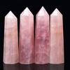 Set da 4 Pezzi Punta di Cristallo di Quarzo Rosa Naturale Bacchetta Cristallo Rosa Prisma Esagonale Pietra Obelisco Lucidato a Mano Artigianato per Ornamento Domestico