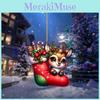 Themed Christmas Reindeer Socks Pattern Acrylic Pendant For Decoration Holiday
