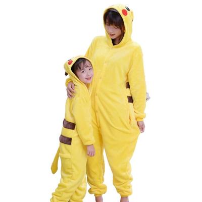 Kid Adult Yellow Hoodie Kigurumi Onesie Women Animal Costume Fancy Soft Anime Cosplay Sleepwear Child Boy Girl Winter