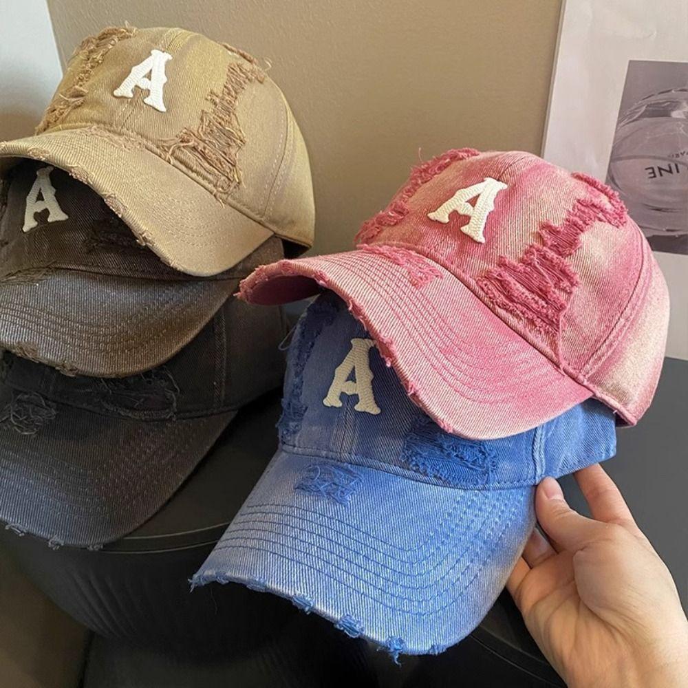 Vintage Holes Peaked Cap Embroidery Snapback Cap American Letter Baseball Hat  Spicy Girls