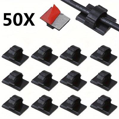 Lot de 10, 20 ou 50 serre-câbles noirs – Organiseur de câbles auto-adhésif 3M, support de câbles pour voiture et maison
