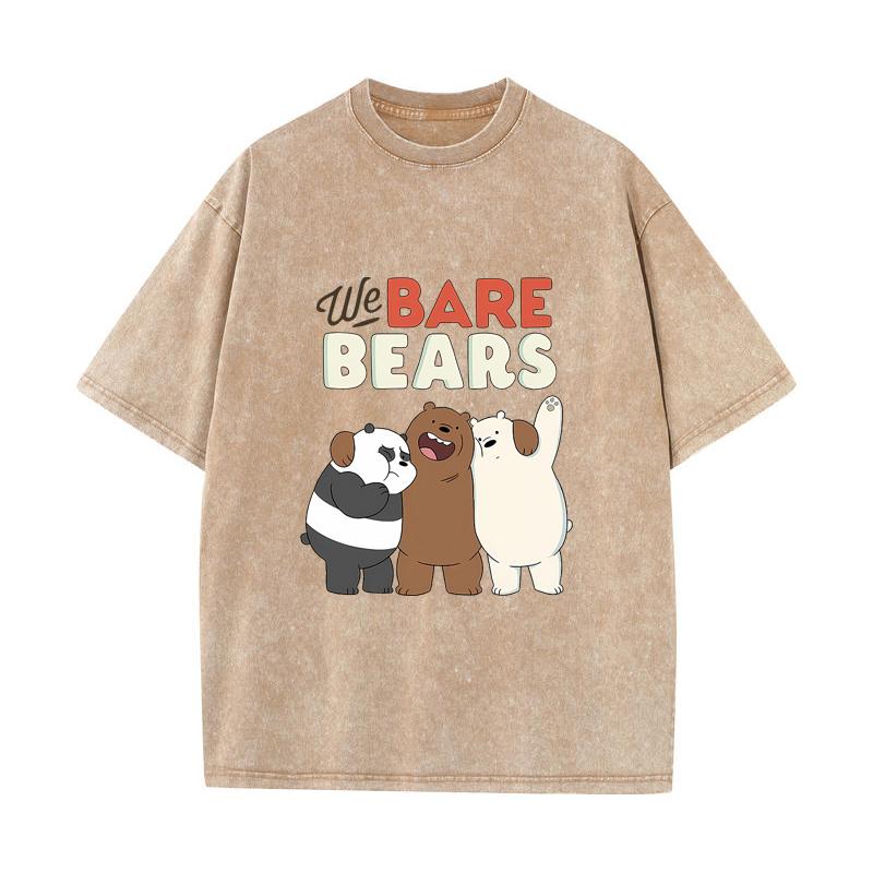 SX-71 MINISO 2026 Summer Vintage Wash Printed Pure Cotton Shoulder Style Men's and Women's Round Neck Short Sleeved Couple T-shirt