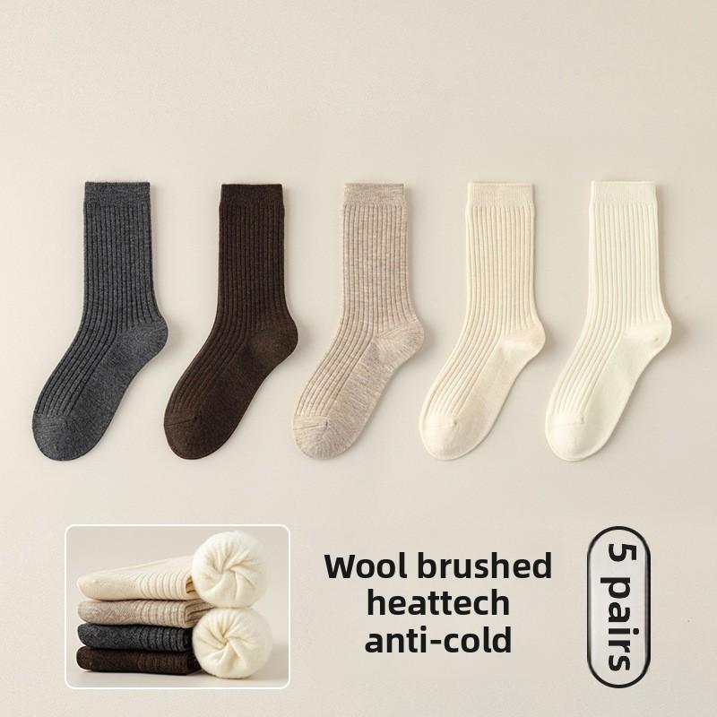 

5 пар новых женских осенне-зимних теплых и морозостойких носков до середины икры 5 Pairs