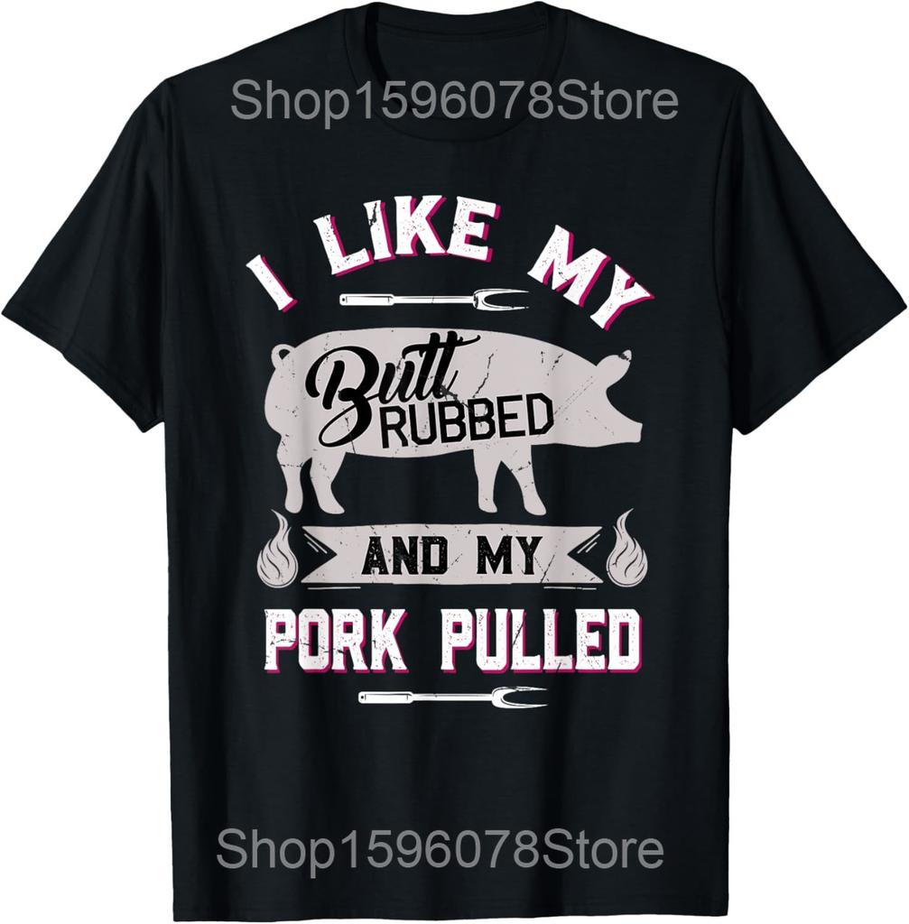Funny Pork Rub Graphic T Shirts BBQ Barbecue Men Women Pure Cotton Humor Streetwear Tee Shirt Short Sleeve Unisex Loose Clothing