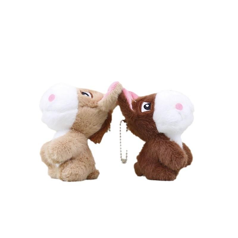 Gray Cute Khaki And Brown Mini Donkey Plush Toy With Keyring For Bag Decoration