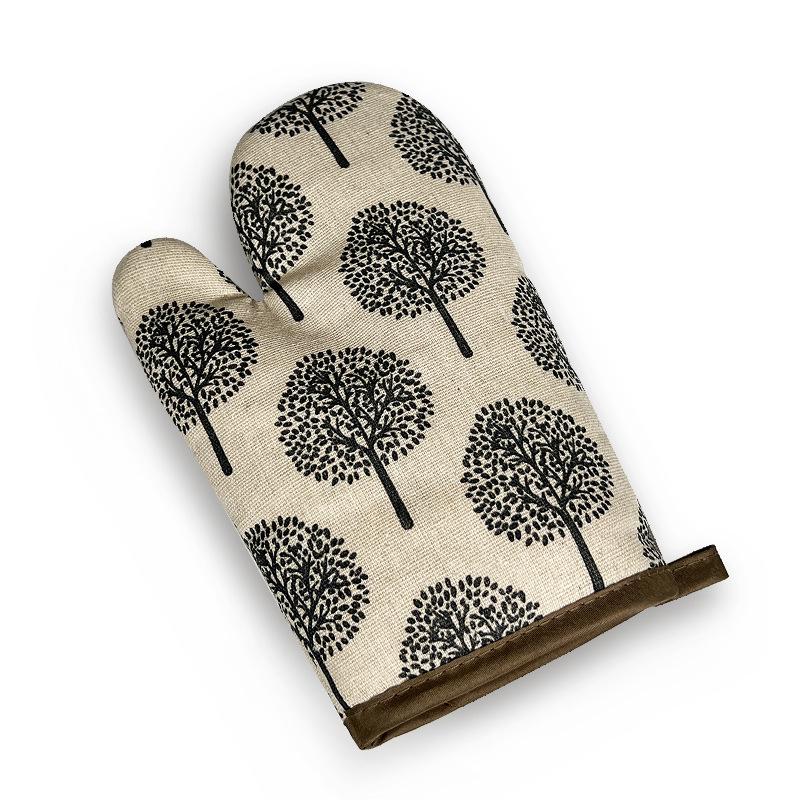 High-Temperature Cotton Linen Oven Mitts – Thickened, Heat-Resistant, Anti-Scald Baking Gloves for Kitchen