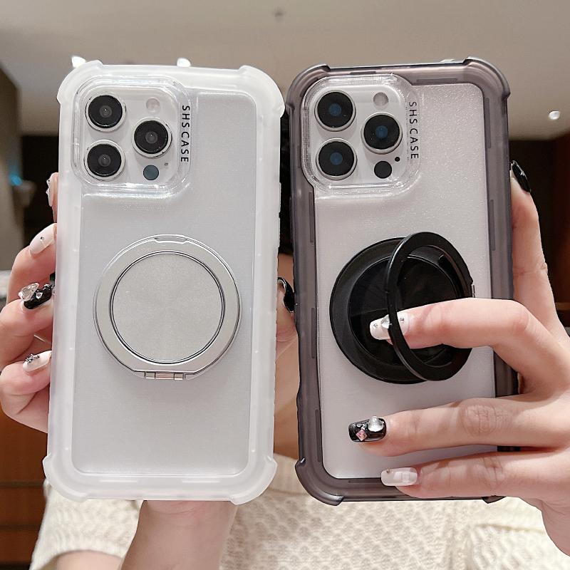 For Magsafe Magnetic 360°Rotat Metal Car Bracket 3-in-1 Four Corner Anti Drop Phone Case For iPhone 16 Pro Max 14 13 15 Pro Max