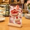Doppelseitiger Acryl-Schildhalter Holzsockel Tischaufsteller Restaurant-Menühalter