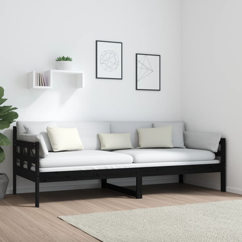 Vidaxl Daybed, Black, Solid Pine Wood, 80X200 Cm