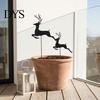 Holiday Deer Garden Stakes 2Pcs/Set Christmas Elk Stake, Black Reindeer Silhouette Yard Art, Metal Art Flower Bed Sign for Outdoor Lawn Patio Pathway