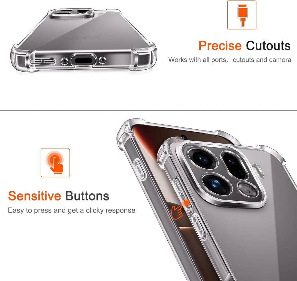 Four-Corners Shockproof TPU Case for OPPO Find X9 Pro X8 Ultra X8S Find X8 Pro Protective Cover Transparent Shell Capa Fundas