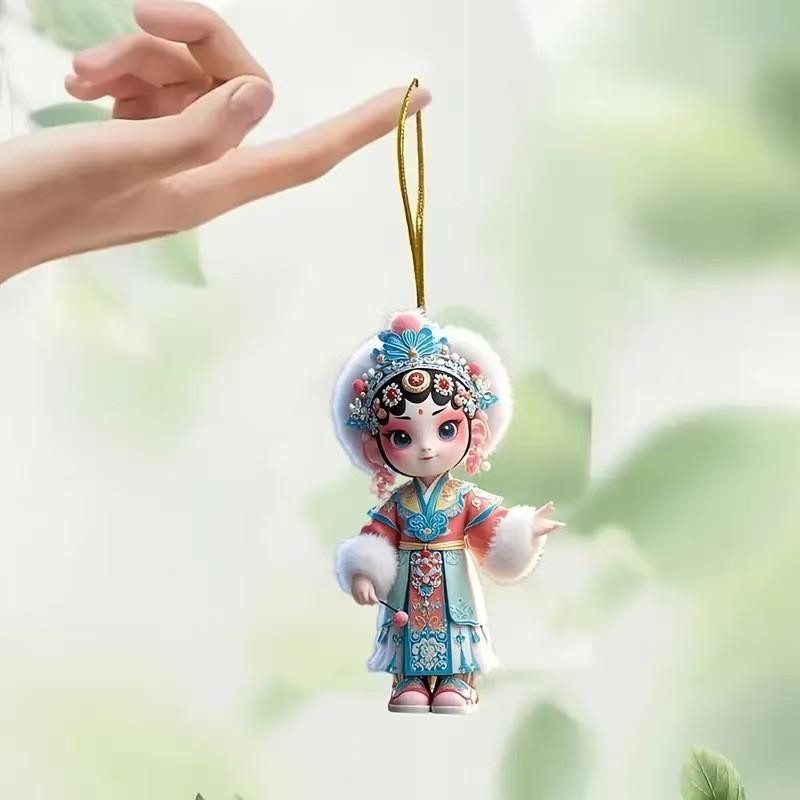 Acrylic Flat Surface Huadan Peking Opera Pendant For Auto Decoration