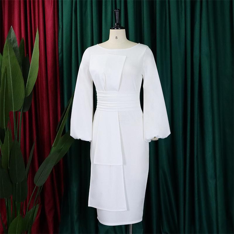 Sheath Business Women's Clothing Ol Temperament Size Dress Plus Solid Color