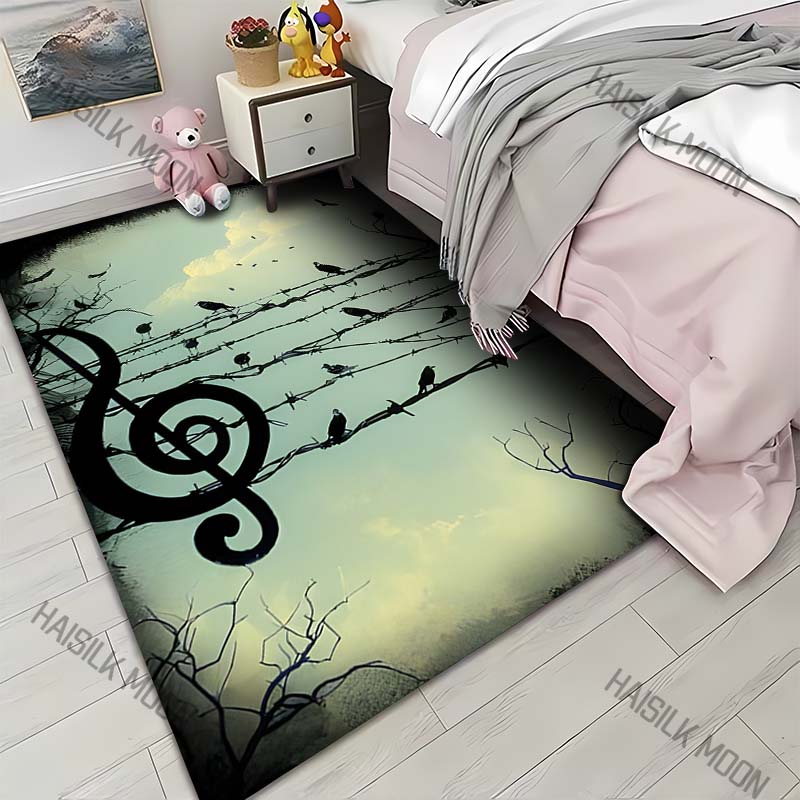 

1PC Treble clef barbed wire birds sky Print Carpet for Living Room Bedroom Sofa Home Decor Rus Non-slip Floor Mat Luxury Gift 40x60cm