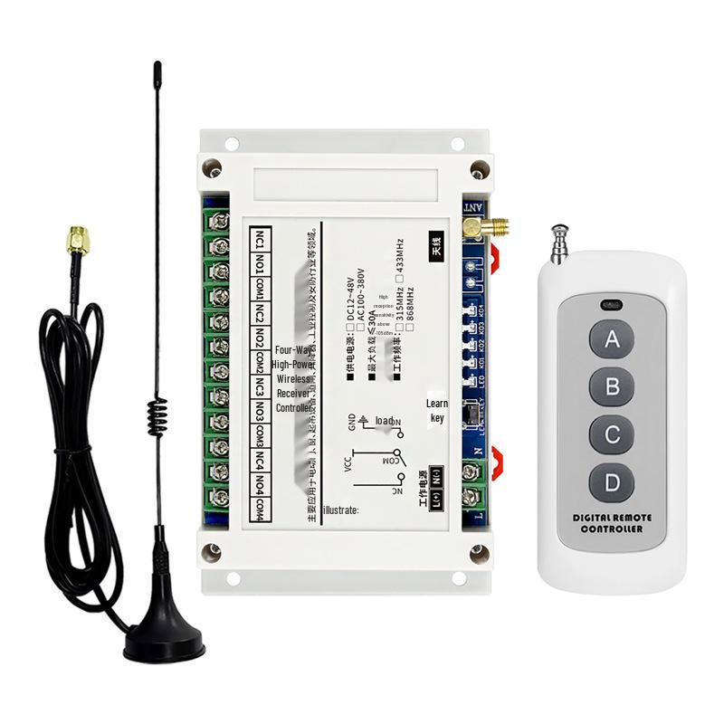 Four-Channel Wireless Remote Control Motor Switch (DC 12V-48V) 315M with Suction Cup Antenna