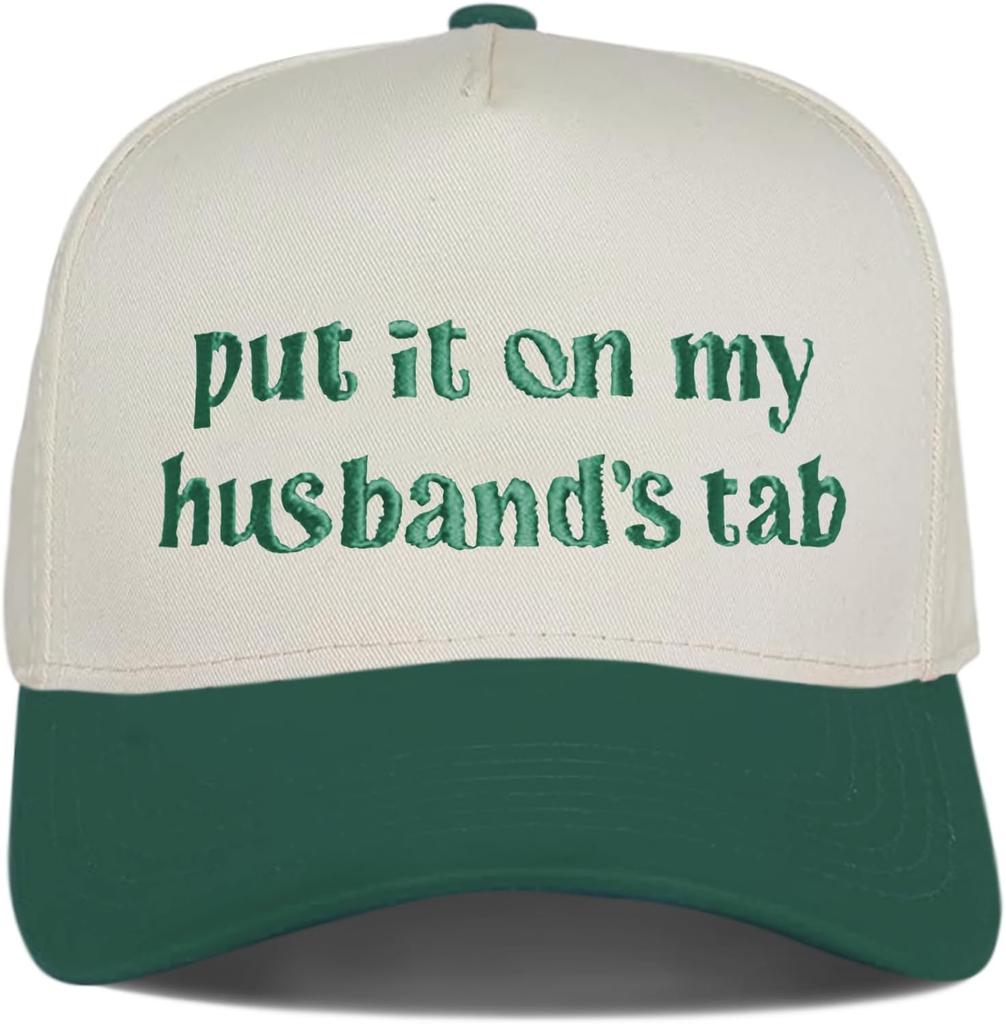 Put It On My Husband'S Tab Funny Trucker Hats Women Vintage Adjustable Baseball Cap Embroidery Fashion Trucker Hat