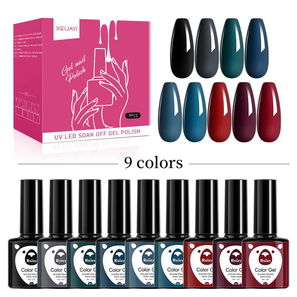 New 9-Color Gel Nail Polish Set Cherry Milk White Nude Cat Eye Gel Soak Off UV LED Factory Direct