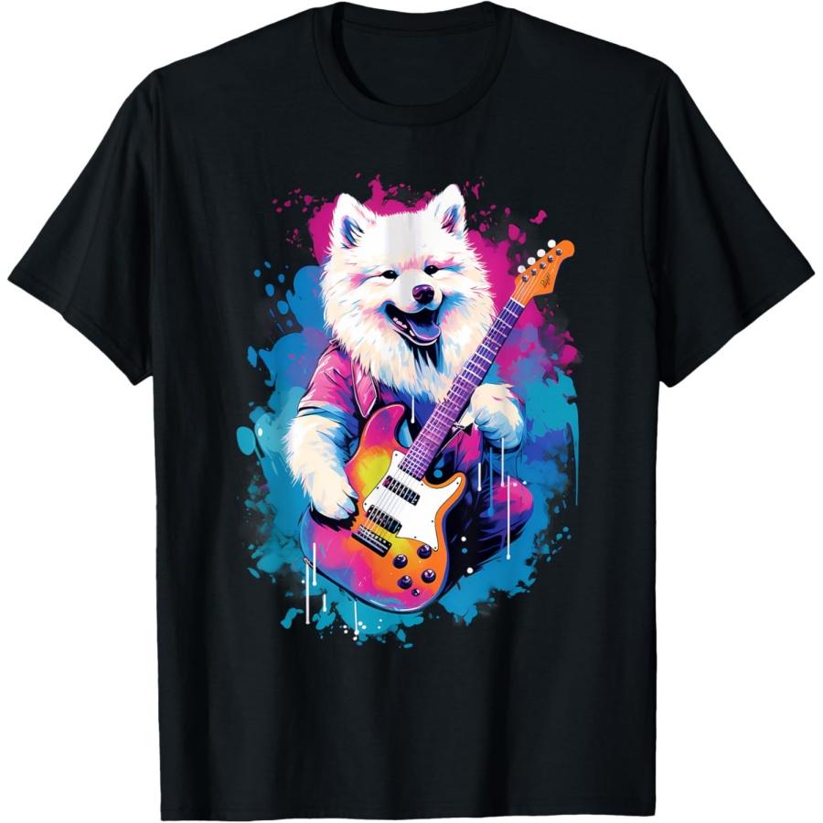 Punk Rock Guitar Samoyed Dog Guitarist T-Shirt S