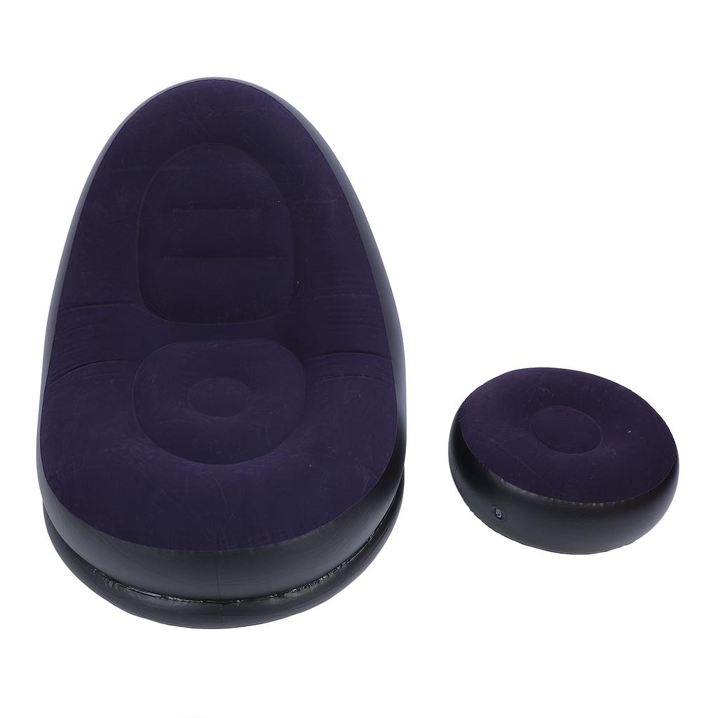 Inflatable Sofa Chair Stylish Simple Soft  ing Blow Up Lounger Chair with Footstool for Living Room Outdoor Travel Camping Picnic