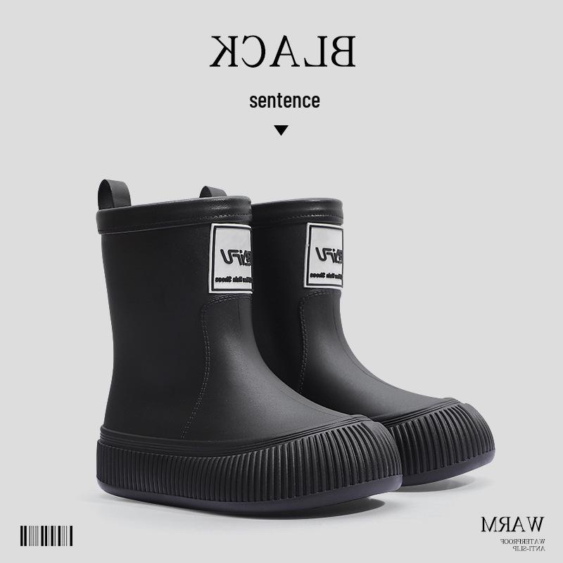 Women's Fashion Rain Boots: Non-Slip, Waterproof, Fleece-Lined, Mid-Calf Boots for Ladies & Kids - Perfect for Outdoor Wear.