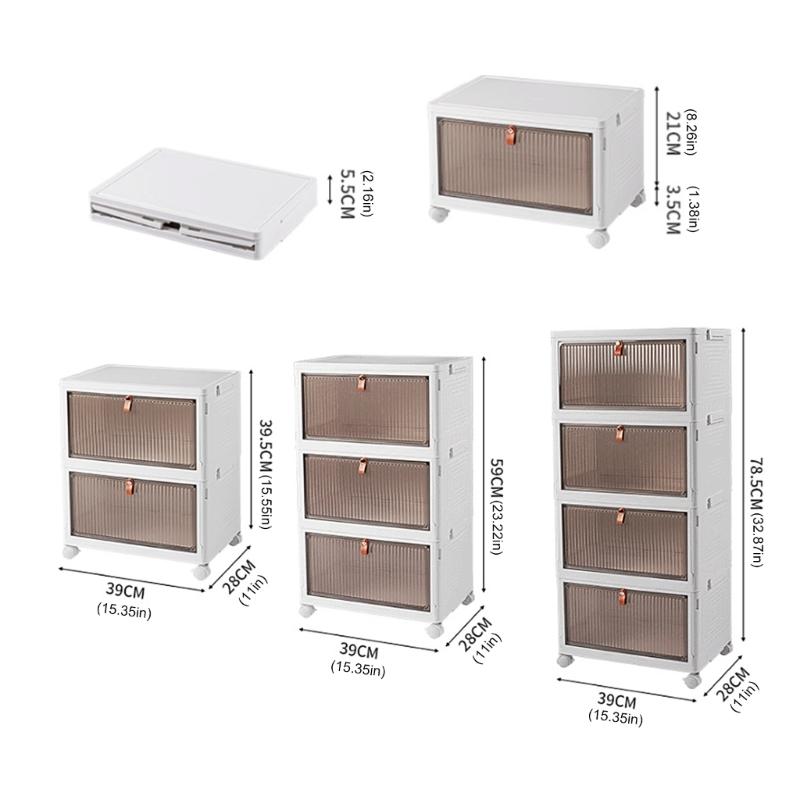 Sturdy Plastic Organizers Bins with Clear Covers and Rolling Wheels Ideal for Small Space Solution