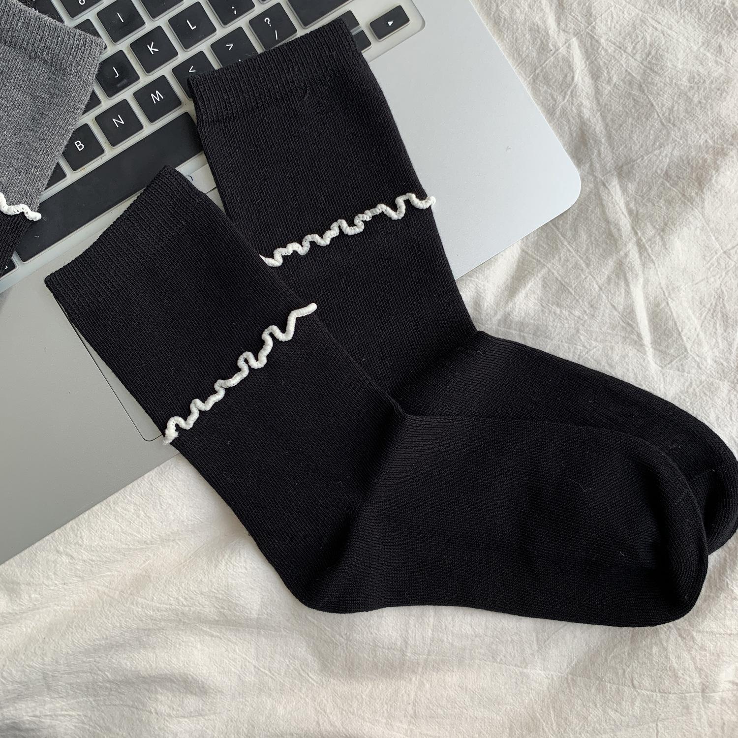 

Socks Fungus Edge Ab Asymmetric Versatile Trendy Socks Trendy Color Matching Original Design Medium Tube Socks one size fits all чорний