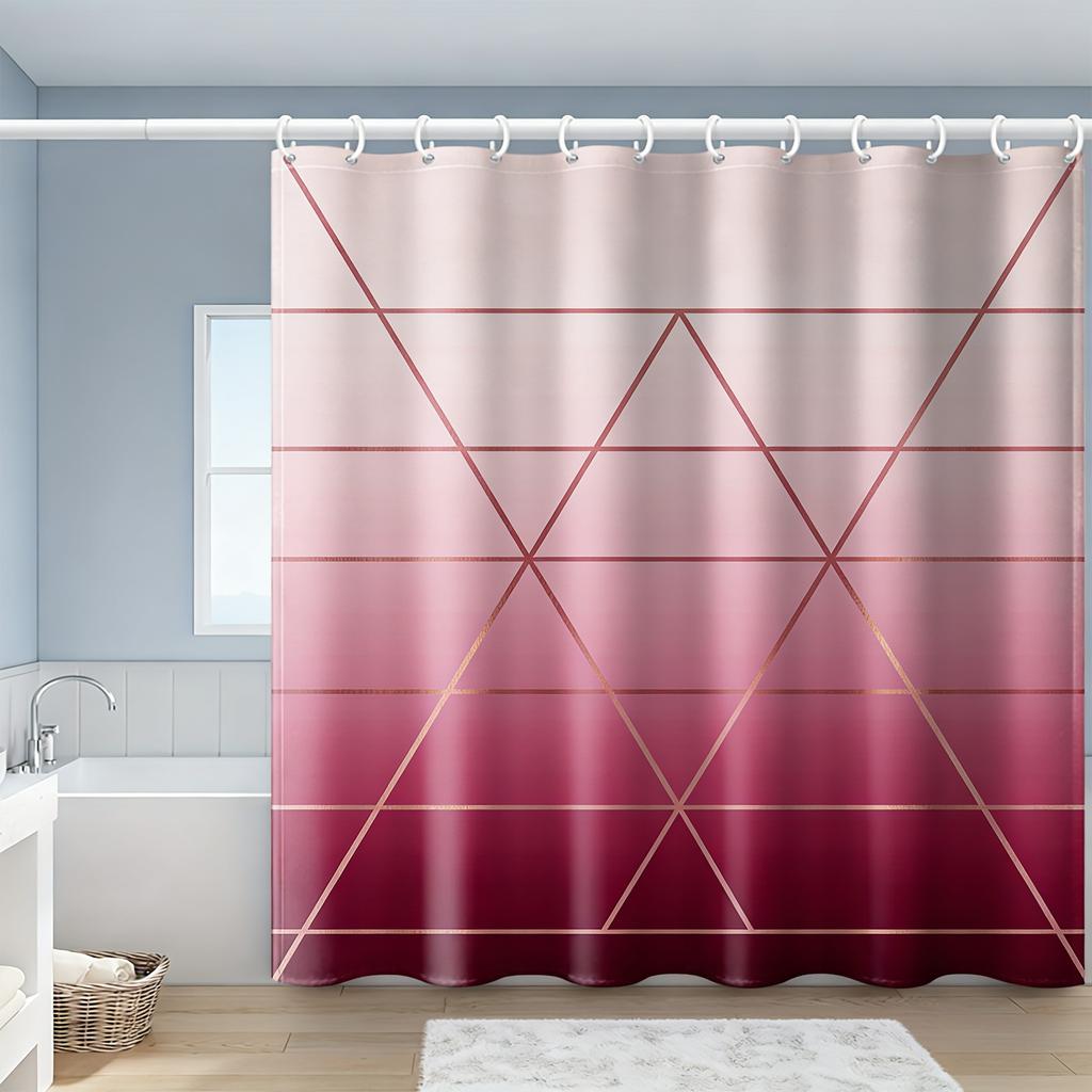 3D Black Geometric Chevron Pattern Waterproof Shower Curtain For Modern Bathroom