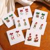 Silver Needle Christmas Stud Earrings: Festive Tree & Snowman Holiday Collection