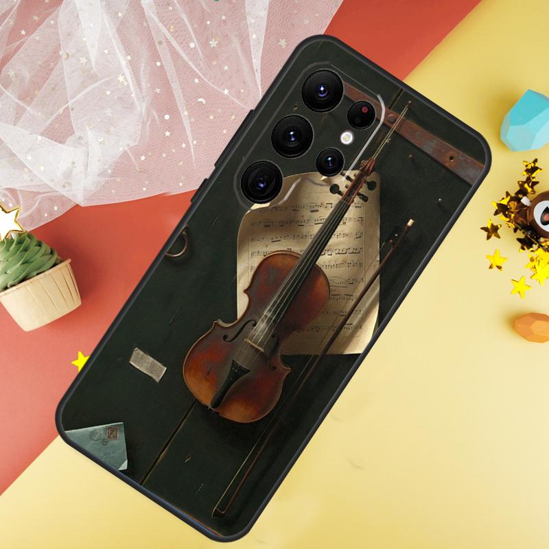Music Violin Case For Samsung Galaxy S24 S23 S22 Ultra S21 S20 FE Note 20 Note 10 S8 S9 S10 Plus Cover