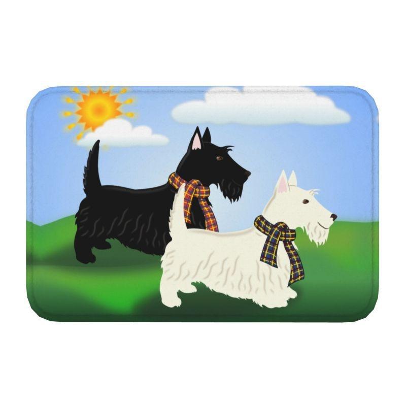 Cute Scottish Terrier Front Door Floor Entrance Mats Indoor Scottie Dog Bath Kitchen Doormat Toilet Carpet Rug Home Decoration