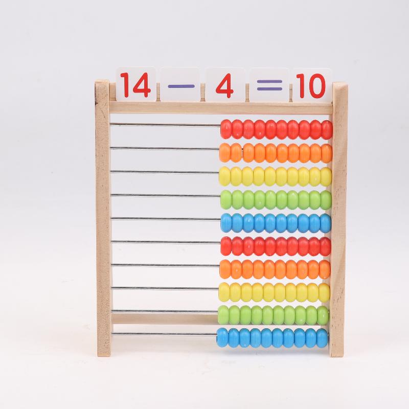 1 Set Number Alphabet Card Preschool Math Learning Wooden Educational Math 10-Row Counting Toy 100 Beads With Counting Sticks