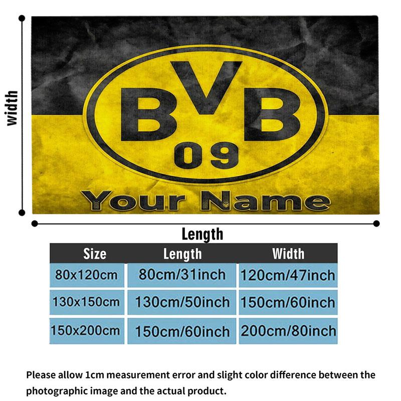 1PC Borussia Custom Name Patterned Flannel Blanket Suitable For All Seasons for Home Decor Warmth and Comfort Gifts Holiday Present