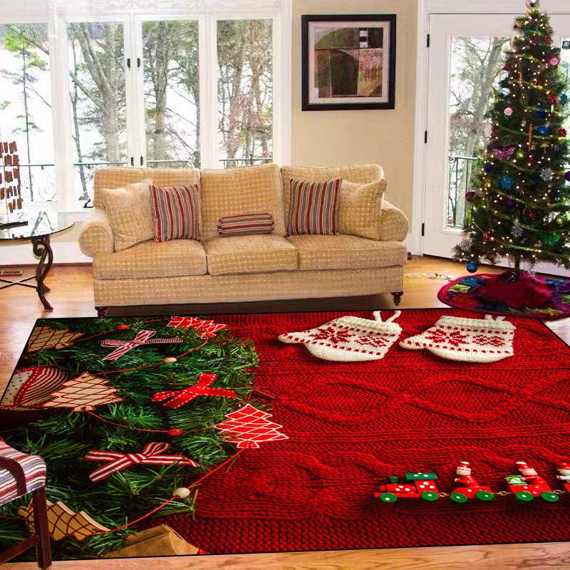 Christmas Carpet Living Room Decoration Home Rugs Children's Bedroom Non-slip Soft Mat Washable Balcony Lounge Rugs Customized